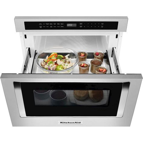 KitchenAid 24" 1.2 Cu. Ft. Built-In Microwave Drawer Stainless steel KMBD104GSS - Best Buy Kitchenaid Microwave, Under Counter Microwave, Drawer Microwave, Microwave In Island, Replacing Kitchen Countertops, Kitchen Aid Appliances, Microwave Drawer, Built In Microwave, Drawer Design