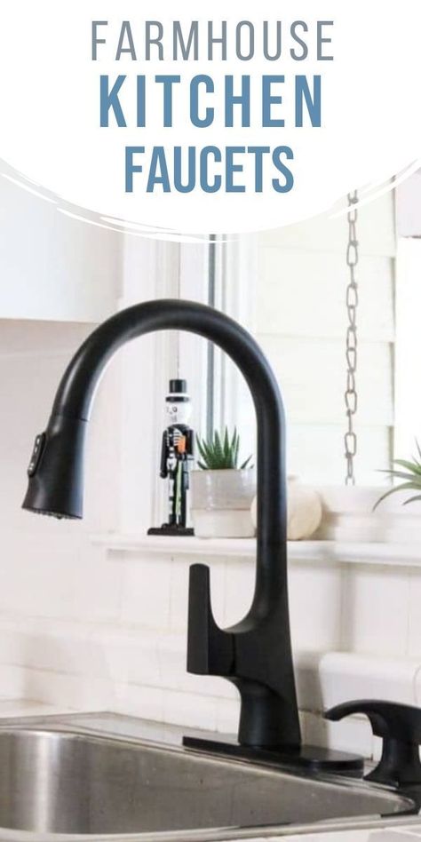 Black Faucet Stainless Sink, Faucets For Farmhouse Sinks, Stainless Steel Sink With Black Faucet, Black Kitchen Faucet With Stainless Sink, Farmhouse Kitchen Faucet Ideas, Bronze Sink Faucet, Kitchen Faucet Ideas, Barn Sink, Paradise Decor