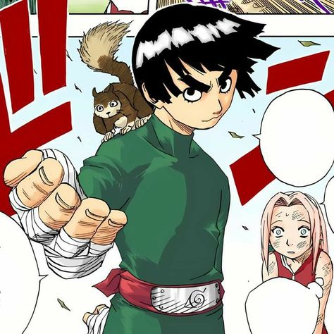 Rock Lee Manga Pfp, Rock Lee Pfp, Rock Lee Manga, Naruto Manga Colored, Coloured Manga, Manga Illustrations, Rock Lee Naruto, Lee Naruto, Naruto 1