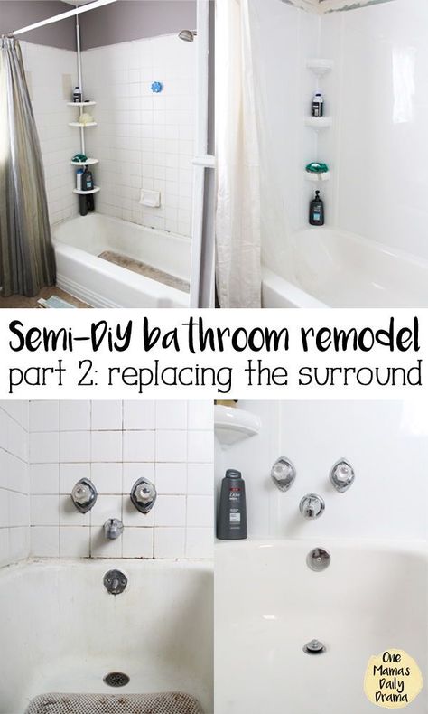 In part 2 of this DiY bathroom remodel, we replaced the old 1960s tile with a 3-piece glue up surround. The project was simple, although finding good supplies was surprisingly difficult! See how we did it ourselves. #bathroomremodel #bathroommakeover #DiY Removing Bathroom Tile, 1960s Tile, Remodel Shower Stall, Bathtub Surround, Bathtub Tile, Bathtub Walls, Bathroom Remodel Tile, Tub Surround, Diy Shower