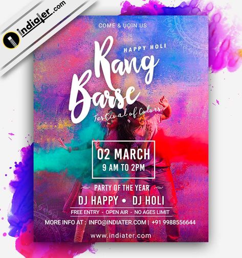 Free Happy Holi Festival Celebration Invitation Poster Holi Sketch, Holi Flyer, Holi Creatives, Holi Invitation, Holi Posters, Holi Ideas, Holi Event, Emailer Design, Happy Holi Festival