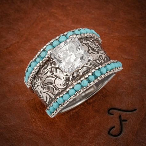 Turquoise wedding rings