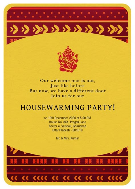 Griha Pravesh (Housewarming) Invitation Card Messages, Wording Ideas Housewarming Invitation Message, Housewarming Invitation Wording, Housewarming Invitation Cards, Create Invitation Card, Housewarming Invitation Templates, Invitation Card Format, Free Invitation Cards, Housewarming Invitation, Online Invitation Card