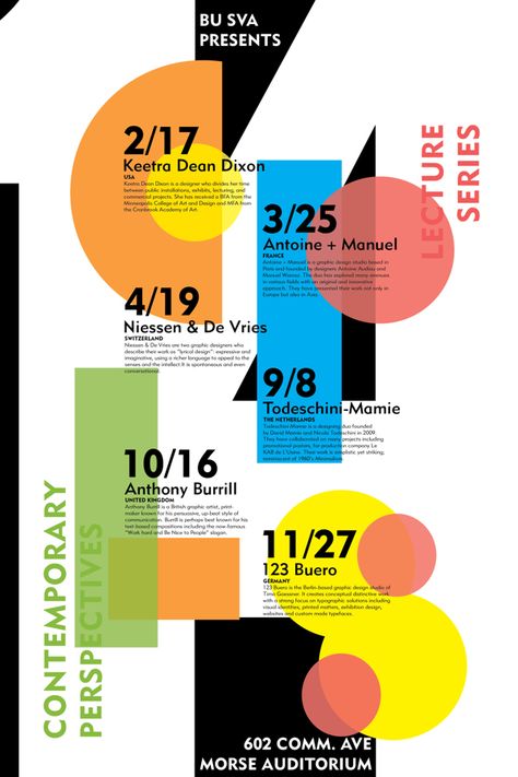 Contemporary Perspectives Lecture Series Poster by Dayna Lee, via Behance Lecture Poster Design, Schedule Design Layout, Grid Design Layout, Lecture Poster, Typographic Poster Design, Conference Poster, Creative Typography Design, Series Poster, Book And Magazine Design