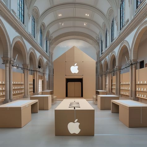 I designed these eco-friendly pop-up Apple Store concepts using recyclable cardboard, focusing on flexibility, sustainability, and striking forms. The designs align with Apple's minimalist corporate identity, blending organic textures with innovative perforated surfaces. By relying on the ambient lighting of the surrounding space, the structures maintain a clean, modern look. This approach ensures both visual appeal and environmental consciousness. #EcoDesign #SustainableArchitecture #AppleSt... Pop Up Concept Store, Apple Store Design, Apple Pop, Environmental Consciousness, Cardboard Design, Office Space Design, Organic Textures, Spatial Design, Human Figures