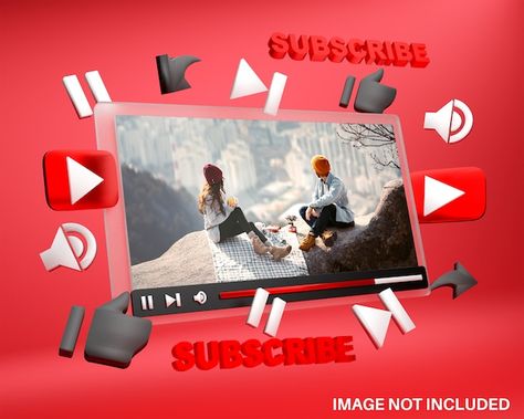 Youtube media player mockup in 3d style | Premium Psd #Freepik #psd #youtube-mockup #video-3d #video-mockup #youtube-3d Freepik Mockup, Chad Hurley, Youtube Website, Channel Ideas, Youtube Business, Youtube Channel Ideas, Video Mockup, 3d Video, Social Media Images