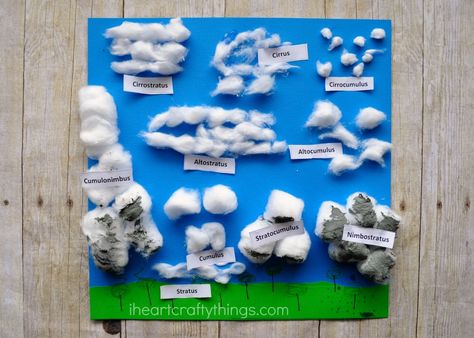 Preschool Cotton Ball Clouds Activity | I Heart Crafty Things Clouds Activity, Cotton Ball Clouds, Cloud Activities, Preschool Weather, Cloud Craft, Kid Science, Weather Theme, Weather Activities, Kindergarten Science