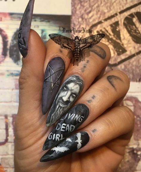 Rob Zombie Tattoo, Zombie Nail Art, Zombie Tattoo, Zombie Nails, Zombie Tattoos, Casual Goth, Attitude Clothing, Gothic Looks, Goth Nails