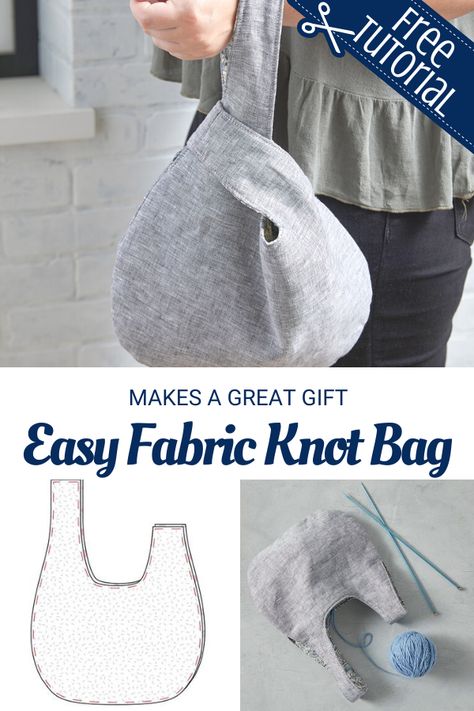 Easy Fabric Knot Bag Knot Bag Pattern, Sewing With Scraps, Japanese Knot, Kids Clothes Patterns, Japanese Knot Bag, Sewing To Sell, Knot Bag, Scrap Fabric Crafts, Sewing Fleece