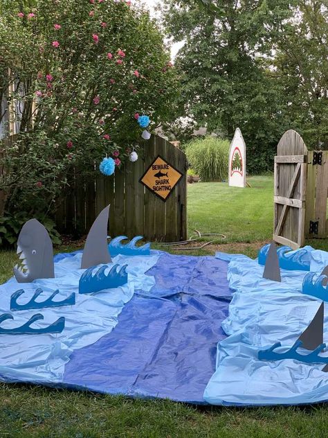 Underwater Decorations, Sharks Birthday Party, Water Theme Party, Underwater Theme Party, Underwater Birthday, Shark Party Decorations, Underwater Party, Under The Sea Decorations, Shark Themed Party