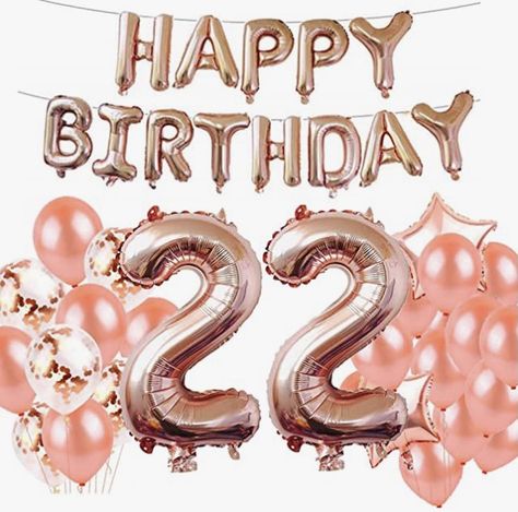 22nd Birthday Decorations, 22 Birthday Decorations, 22th Birthday, Happy Birthday 22, Kids Party Balloons, Happy Birthday Rose, 22nd Anniversary, Gold Foil Balloons, Events Decorations