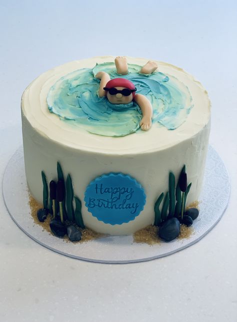 Swimming Theme Cake, Swim Cake, Swimmer Cake, Swimming Cake, Cake Designs For Boy, 80 Birthday Cake, Chocolate Cake Designs, Wild Swimming, Boy Birthday Cake