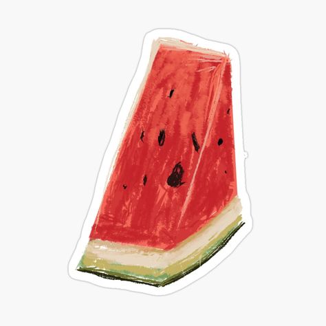 Get my art printed on awesome products. Support me at Redbubble #RBandME: https://www.redbubble.com/i/sticker/Watermelon-Delight-by-Manitarka/51179228.JCQM3?asc=u Watermelon Sticker, Watermelon Slices, Summer Art, Watercolor Drawing, Glossier Stickers, Cute Stickers, Watermelon, Art Drawings, Art Prints