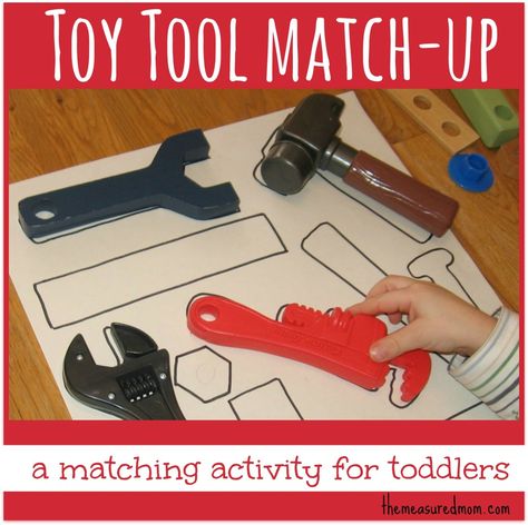 Toy Tool Match-up: A Matching Activity for Toddlers -- the measured mom Preschool Construction, Community Helpers Unit, The Measured Mom, Measured Mom, Tools Theme, Community Helpers Theme, Community Helpers Preschool, Community Workers, Activity For Toddlers