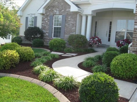 There are a lot of different options for landscaping your front yard: an extremely manicured garden, a minimal approach, or a natural appeal. Sidewalk Landscaping, Landscaping Along Fence, Modern Front Yard, Pathway Landscaping, Front Yard Design, Easy Landscaping, Front Landscaping, Beautiful Yards, Front Lawn