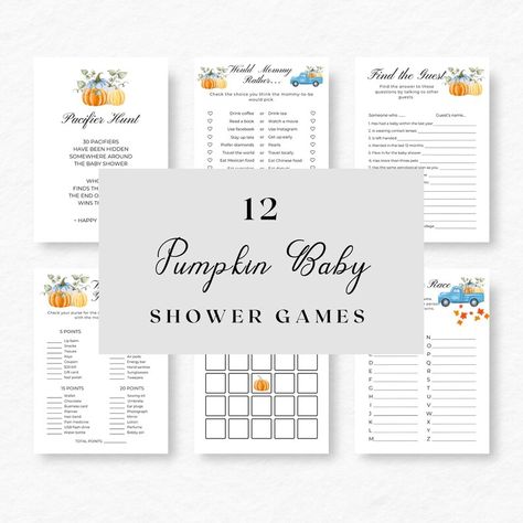 Make your fall baby shower unforgettable with our delightful pumpkin baby shower games! Perfect for a cozy autumn celebration, these printable baby games will keep your guests entertained and engaged. Our shower games bundle features a variety of fun activities designed for both girls and boys, ensuring everyone has a great time at your pumpkin-themed baby shower. With charming designs celebrating "A Little Pumpkin," these games are not just entertaining but also a beautiful addition to your Pumpkin Baby Shower Games, Baby Shower Autumn, Fall Baby Shower Game, Autumn Celebration, Pumpkin Printable, Fall Games, Pumpkin Baby, Baby Shower Pumpkin, Pumpkin Theme