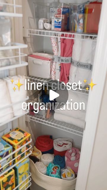 Elaina Zinke on Instagram: "Comment CLOSET for our linen closet organizers!🪥🧻  #linencloset #smallspaceorganization #linenclosetorganization #amazonfinds #smallclosetorganization #organizedhome #organizedcloset" Utility Closet Organization Ideas, Small Linen Closet Organization, Small Linen Closets, Organizing Things, Closet Makeover Diy, Organizing Items, African Dishes, Organized Pantry, Ala Moana