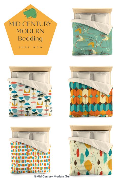 Mid Century Duvet Cover, Mid Century Modern Bedding, Mid Century Bedding, Trendy Bedding, Modern Bedding, Duvet Bedding, Mid Century Modern House, Modern Bed, Retro Decor