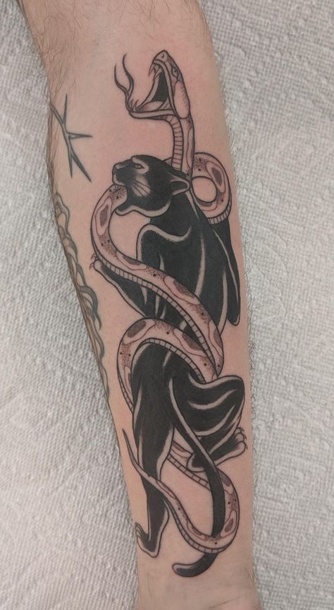 Black Snake Tattoo, Traditional Panther Tattoo, Snake Tattoo Meaning, Meaningful Symbol Tattoos, Traditional Black Tattoo, Jaguar Tattoo, Panther Tattoo, Sharpie Tattoos, Snake Tattoo Design