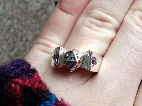 How I made a d20 engagement ring for my secret lesbian D proposal | Offbeat Bride Nerd Rings, Gamer Wedding, Wedding Ring Photography, Geeky Wedding, Game Wedding, Nerdy Wedding, Wedding Rings Princess Cut, Dragon Ring, Offbeat Bride