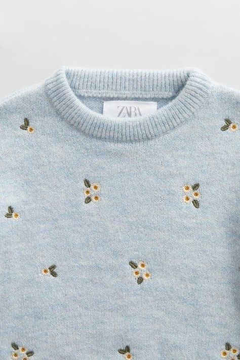 Clothes Embroidery Diy, Embroidery Sweater, Pola Sulam, Embroidery On Clothes, 자수 디자인, Embroidered Clothes, Blue Sweater, Diy Embroidery, Embroidery And Stitching