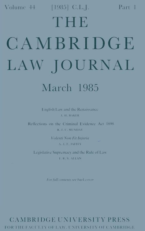 CLJ volume 44 issue 1 Cover and Front matter | The Cambridge Law Journal | Cambridge Core Academic Journal Design, Academic Journal, Cambridge Motivation, Cambridge Punting, Downing College Cambridge, Cambridge Matriculation, Cambridge Map, Google Scholar, Bullet Journal Mood Tracker Ideas