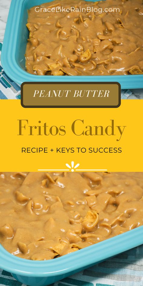 Peanut Butter Fritos Cookies are an easy no-bake treat that is made in the microwave! We're taking Fritos corn chips and coating them in a thick peanut butter layer that will knock your socks off. These Peanut Butter Fritos bars are so easy and delicious. | Easy Peanut Butter Fritos Candy Bars | Peanut Butter Bars with Fritos | Fritos Corn Chips Candy with Peanut Butter | Candy with Fritos | Dessert with Fritos | Fritos Dessert Peanut Butter Fritos Candy, Fritos Bars, Fritos Candy, Fritos Dessert, Peanut Butter Fritos, Frito Bars Recipe, Unusual Desserts, Desserts Board, Peanut Butter Recipes Easy