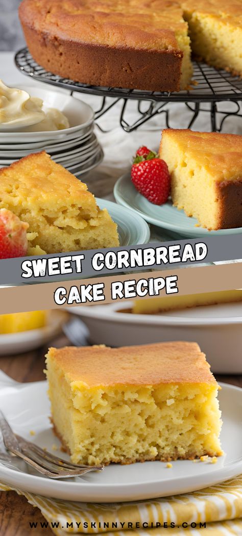 🌽🍰 Sweet Cornbread Cake 🍰🌽 Delight in the perfect blend of cornbread and cake with this sweet, moist cornbread cake recipe. Perfect as a side or a standalone treat! #CornbreadCake #SweetCornbread #EasyRecipe #DessertLovers 🍯🥄 Cake Like Cornbread Recipe, Cornbread Cake Recipe Jiffy, Sweet Cornbread Cake Recipe, Corn Bread Cake, Sweet Cornbread Cake, Sweet Moist Cornbread, Cornbread Cake Recipe, Cornmeal Cake Recipe, Sweet Corn Bread