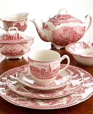 China Tea Sets Vintage, Antique Crockery, Fine China Tea Set, Old Britain, Pink Dinnerware, Red Transferware, Fine China Dinnerware, China Dinnerware Sets, Brown Transferware