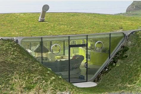 Case Sotterranee, Underground Living, Unusual House, Earth Sheltered Homes, Earth Sheltered, Underground Homes, Unusual Homes, Earth Homes, Earthship