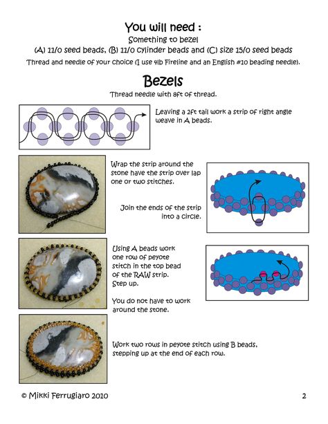 Bead Bezel Tutorial, Beaded Bezel Cabochon, Beading Stitches, Seed Bead Bracelets Tutorials, Seed Bead Tutorials, Beaded Bracelets Tutorial, Seed Beading, Bead Tutorials, Beading Techniques