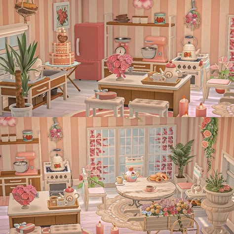 Maeva 🌸 on Instagram: “A pink kitchen 👩🏼‍🍳🌸 Swipe for me having brunch with my girls 🥞 Another room using the gorgeous Sakura branch windows by @nessie_acnh 🪟” Acnh Pink Bedroom, Kitchen Ideas Acnh, Acnh Kitchen Ideas, Acnh Kitchen, Traditional Japanese Kitchen, Sakura Branch, City Core, Ac Ideas, Pink Island