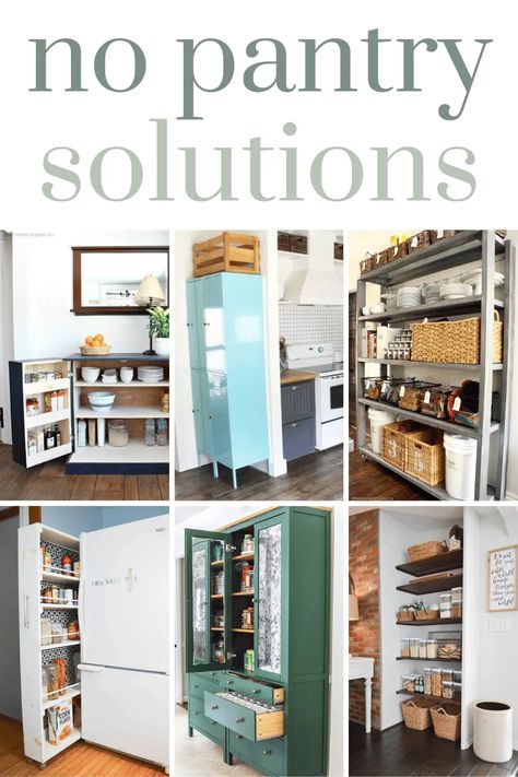 Transform your kitchen storage game with these brilliant DIY pantry alternatives solutions! From repurposed cabinets to space-saving shelving ideas, these creative hacks will help you conquer kitchen chaos. Get inspired and create a functional and fabulous pantry that's perfect for your home, even if you don't have a dedicated pantry cabinet! Kitchen Without Pantry, Pantry Alternatives, Pantry Solutions, No Pantry, No Pantry Solutions, Pantry Layout, Makeover Kitchen, Renovation Kitchen, Diy Kitchen Projects