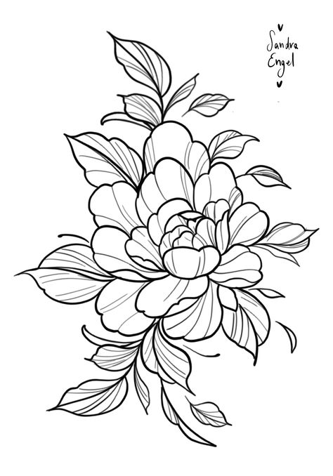 Medium Flash Tattoos, Chrsanthym Tattoo, Flower Tattoo Template, Upper Arm Floral Tattoo, Flower Leg Tattoos, Rose Tattoo Stencil, Flower Tattoo Drawings, Traditional Tattoo Designs, Cool Tattoo Drawings