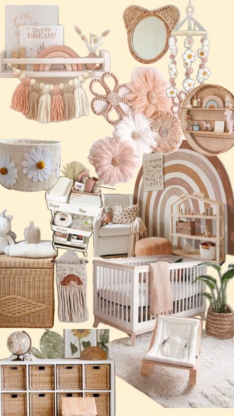 Boho Girly Nursery, Pink Boho Toddler Room, Baby Girl Nursery Room Ideas Boho, Boho Girl Nursery Ideas, Girl Nursery Ideas Boho, Boho Chic Nursery Girl, Girl Boho Nursery Ideas, Boho Baby Room Girl, Boho Vintage Nursery