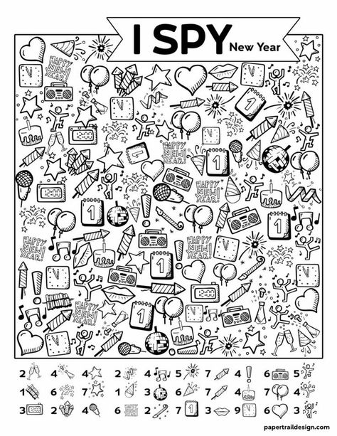 kids coloring pages christmas I Spy New Years Printable, I Spy Printables For Kids Free, I Spy Winter, Winter I Spy, I Spy Christmas, News Years Crafts For Kids, Santa Claus And Reindeer, Christmas Coloring Pages For Kids, Free Christmas Coloring Pages