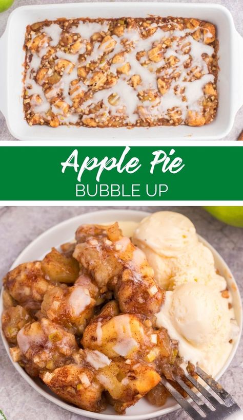 Bubble Up Bake Recipes, Bubble Bake, Apple Pie Casserole, Apple Cinnamon Rolls Casserole, Apple Pie Bubble Up, Recipe With Pillsbury Cinnamon Rolls And Apple Pie Filling, Apple Bubble Up Bake, Apple Pie Bubble Up Bake, Pillsbury Cinnamon Roll Apple Pie