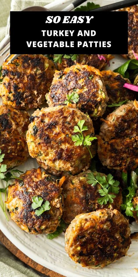 This easy recipe for Turkey and Vegetable Patties (Turkey Rissoles) is certain to become a family favourite. The patties are ideal for busy nights as they are quickly and easily made using simple ingredients.  With a flavour-filled combination of lean turkey mince (ground turkey), vegetables and herbs, they will please even the fussiest eater. Serve them with salad or vegetables or more casually in a lettuce wrap or burger bun. Turkey Patties Recipe, Minced Turkey Recipes Healthy, Turkey Rissoles, Ground Turkey Patties, Meat Patty Recipe, Recipes For Turkey, Vegetable Patties, Meatballs Healthy, Recipe For Turkey