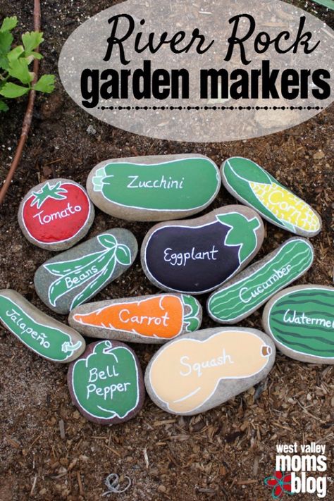 Pebble and Stone Crafts - DIY River Rock Garden Markers - DIY Ideas Using Rocks, Stones and Pebble Art - Mosaics, Craft Projects, Home Decor, Furniture and DIY Gifts You Can Make On A Budget http://diyjoy.com/diy-pebble-stone-crafts River Rock Crafts, Garden Markers Diy, Diy River Rock, River Rock Garden, Veggie Patch, Garden Crafts Diy, Have Inspiration, School Garden, Garden Markers