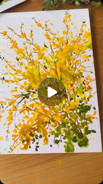 Coloured Ink Art, Watercolour Painting Ideas, Floral Painting Videos, Yellow Watercolor Flowers, Yellow Flowers Painting, Abstract Watercolors, Beginner Watercolor, Loose Watercolour, Abstract Watercolor Flower