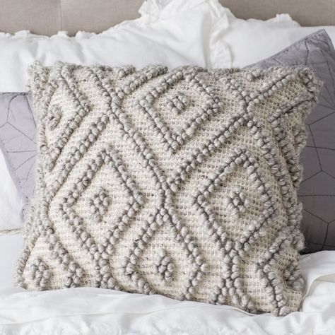 Eider & Ivory Brezza Throw Pillow & Reviews | Wayfair Beau Crochet, Bedroom Vibes, Bohemian Beauty, Diamond Trellis, Crochet Pillow Cover, Crochet Pillow Pattern, Crochet Pillows, Wool Throw Pillows, Crochet Cushions