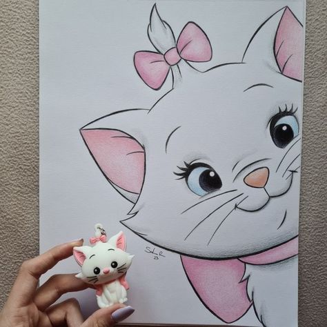 Marie Aristocats Drawing Easy, Marie Aristocats Drawing, Disney Cat Drawing, Disney Cartoon Characters Drawing Easy, Cute Disney Drawings Cartoon Characters, Cute Disney Drawings Sketches, Marie Cat Drawing, Drawing Ideas Cartoon Disney, Cute Simple Drawings Disney