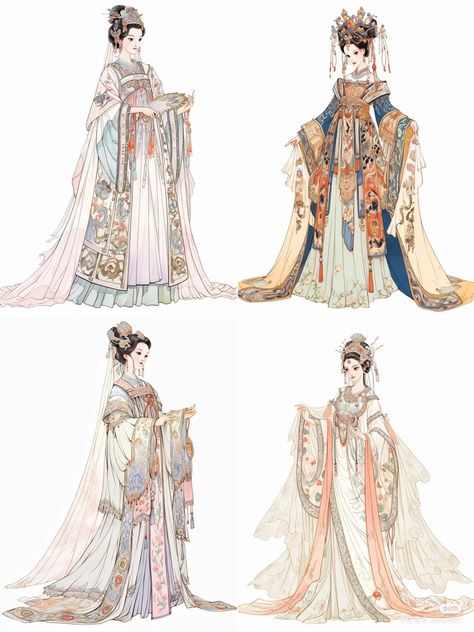 Ancient China Clothing, Chinese Empress, Chinese Fancy Dress, Vestidos Anime, Traditional Asian Dress, Ancient Dress, Ancient Chinese Dress, Fashion Design Sketch, Chinese Traditional Clothing