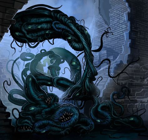 Shoggoth mítico por Michael Jaecks Gibbering Mouther, Lovecraftian Art, Eldritch Horrors, Lovecraft Monsters, Lovecraft Art, Fantasy Aesthetics, Cthulhu Art, Monster Manual, Call Of Cthulhu Rpg