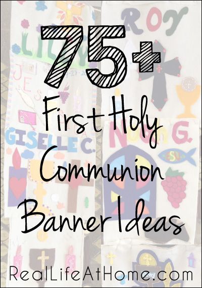 75+ Design Ideas for First Communion Banners (Plus Links to Other First Communion Resources) | RealLifeAtHome.com First Eucharist Banner, Confirmation Banner Ideas, First Communion Banner Girl, Communion Banner Ideas Catholic, First Communion Banners Catholic, 1st Communion Banner Ideas, First Communion Banner Ideas, Communion Banner Ideas, Communion Banners