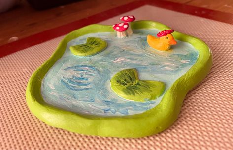 Air dry clay Clay Duck Pond, Air Dye Clay Ideas, Duck Pond, Air Dry Clay Projects, Clay Diy Projects, Clay Ideas, Dry Clay, Clay Ceramics, Diy Clay