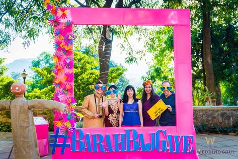 Funky hashtag photobooth for mehendi Mehendi Decor Ideas, Wedding Hall Decorations, Wedding Photo Booth Props, Personalized Wedding Decor, Desi Wedding Decor, Mehndi Decor, Bridal Decorations, Indian Wedding Planning, Wedding Hashtag