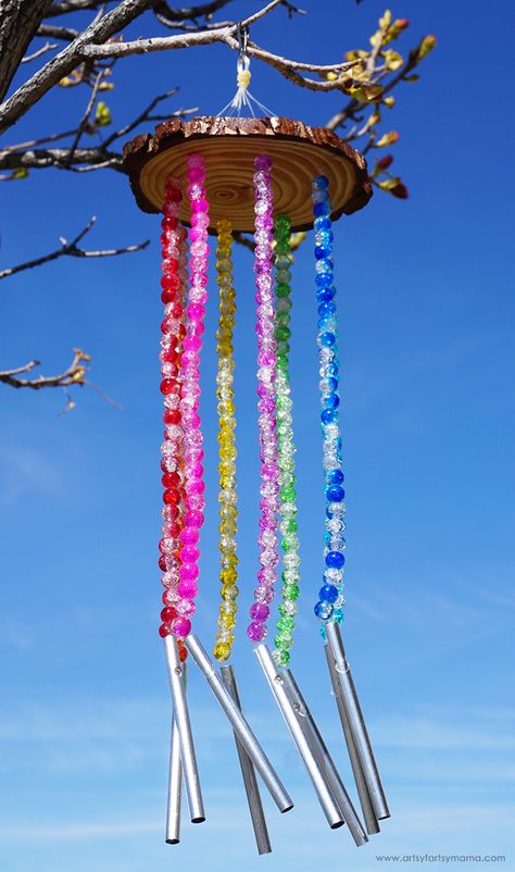 Camping Craft Ideas, Ideas For Summer Camp, Fun Ideas For Summer, Easy Summer Crafts For Kids, Diy Windchimes, Wind Chimes Diy, Chimes Diy, Easy Summer Crafts, Camping Craft