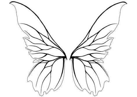 Farie Wings Drawing, Fairy Wing Drawing Reference, Fairy Wing Line Art, Fair Wings Drawing, Wings Fairy Drawing, Fairy Wing Stencil, Fairy Wing Sketch, Fairy Wing Art, Butterfly Wing Outline