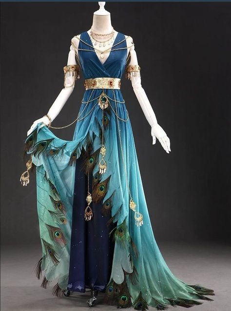 Gaun Abad Pertengahan, Blue Cosplay, Dancing Dress, Blue Peacock, Fantasy Dresses, Kraf Diy, Fantasy Gowns, Fairytale Dress, Dress Costume